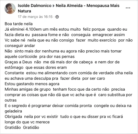 Isolde: 4,1kg em um mês, sem dor, comendo comida de verdade