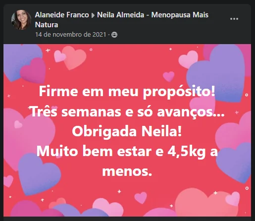 Alaneide: firme no propósito, 4,5kg a menos em três semanas